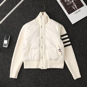 Thom Browne White Knit Patchwork Down Jacket